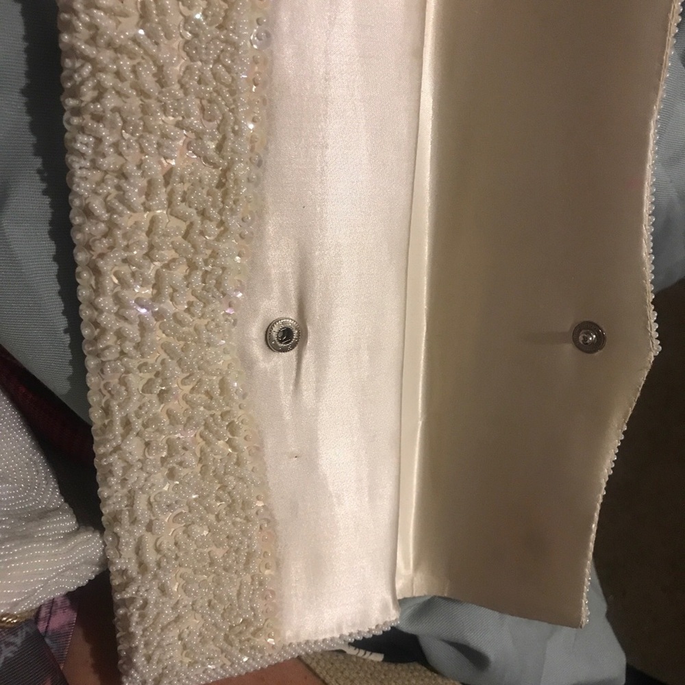 Chic Ivory Beaded Clutch